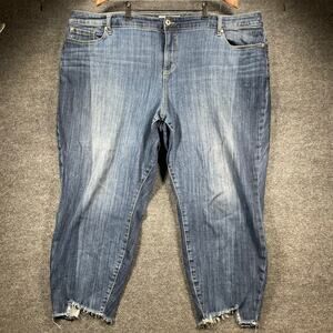 Torrid Denim Cropped Girlfriend Jeans Women's Plus 26R (50X25) Blue Stretch